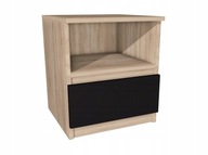 Nočný stolík dub sonoma, čierna zásuvka 45x45cm Nočný stolík dub sonoma, čierna zásuvka 45x45cm