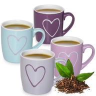 hrnček na kávu a čaj s rúčkou, keramika, 4 KS, SRDCE