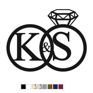 Topper DECOR na tortu snubných prsteňov s iniciálami INICIALIVY Topper DECOR na tortu snubných prsteňov s iniciálami INICIALIVY