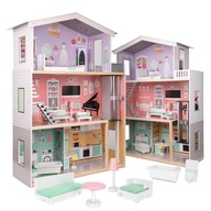 Drevený domček pre bábiky + pastelový nábytok, 117 cm