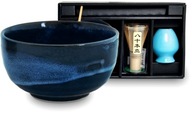 Modrá čajová súprava matcha, 4 kusy