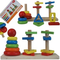 Farebný pyramídový triedič drevené puzzle 15 el Farebný pyramídový triedič drevené puzzle 15 el