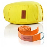Súprava na cvičenie jogy: oranžový opasok a žltý vankúš