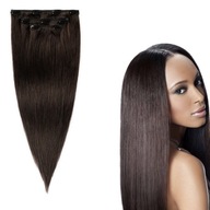 Clip-in prírodné vlasy tmavohnedé 53 cm 60g #1B Clip-in prírodné vlasy tmavohnedé 53 cm 60g #1B