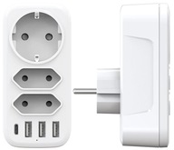 Rozbočovač elektrickej zásuvky 3x AC zásuvka / 3x USB-A 1x / USB-C 4000W 16A Rozbočovač elektrickej zásuvky 3x AC zásuvka / 3x USB-A 1x / USB-C 4000W 16A