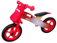 Červený drevený balančný bicykel, EVA kolesá