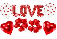 Srdiečkové balóny, banner, nápis, LOVE balón na Valentína