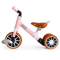 Ružový trojkolesový balančný bicykel s pedálmi 2 v 1