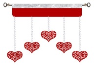 Záves PANEL prelamovaná dekorácia Girlanda srdce VALENTÍN Záves PANEL prelamovaná dekorácia Girlanda srdce VALENTÍN