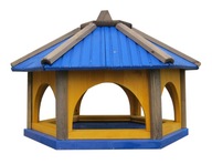 Veľké modré drevené kŕmidlo pre vtáky K60 XXL, možnosť so záhradným stojanom