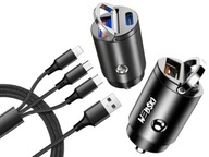 Výkonná nabíjačka do auta USB + Type-C + kábel 3 v 1 Výkonná nabíjačka do auta USB + Type-C + kábel 3 v 1