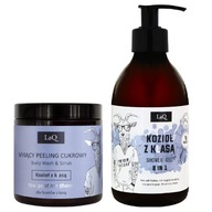 Sada prírodnej kozmetiky: KOZÍ sprchový gél a peeling s triedou LaQ Sada prírodnej kozmetiky: KOZÍ sprchový gél a peeling s triedou LaQ