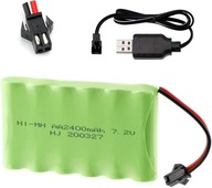 7,2V 2400mAh Ni-MH batéria 2Pin USB nabíjačka 7,2V 2400mAh Ni-MH batéria 2Pin USB nabíjačka