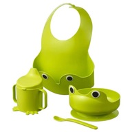 Súprava na kŕmenie + zelený podbradník žabka IKEA
