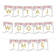 Garland Welcome Home Name - ružové kvety BANNER Garland Welcome Home Name - ružové kvety BANNER