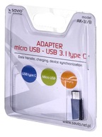 Adaptér SAVIO AK-31 B Micro USB F - USB typ C M