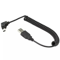 Uhlový USB kábel - Mini USB špirála PRAVÝ 1,5m