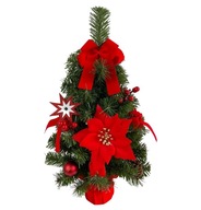 Umelý vianočný stromček s ozdobami, 50 cm, ČERVENÝ