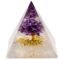 PYRAMIDA ORGONIT KRIŠTÁĽOVÝ AMETYST MEDENÉ FENG SHUI MEDITAČNÉ ČAKRAMY 5 cm