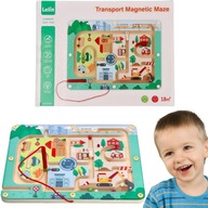 Magnetické drevené bludisko pre deti, vozidlá Lelin 18m+ Magnetické drevené bludisko pre deti, vozidlá Lelin 18m+