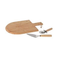 Sada na krájanie a servírovanie PIZZY 3 ks. Sada bambusových nožov Eco Board