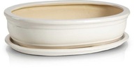 Krémový hrniec s keramickým podstavcom - nízka bonsajová miska Polnix, 19 cm Krémový hrniec s keramickým podstavcom - nízka bonsajová miska Polnix, 19 cm