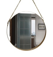 Okrúhle zrkadlo, zlatý rám, loftová reťaz, 30/47 cm