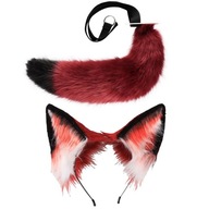 Anime Cosplay Fox uši a chvost sada červená A Anime Cosplay Fox uši a chvost sada červená A