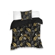 Obojstranná posteľná súprava čierno-zlaté listy 200x220, 3 ks