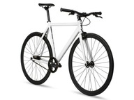 Biely 6-kolesový bicykel Single Speed ​​58 s pevným prevodom