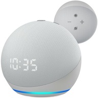 Biele hodiny s inteligentným reproduktorom Amazon Echo Dot 4