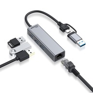 KONVERTOR USB C na Ethernet RJ45 3x USB 3.0 LAN
