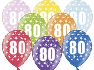 30 cm balóny - 80 narodeniny - Metallic Mix - 6 ks
