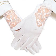 Biele rukavice na prijímanie s výšivkou COMMUNION