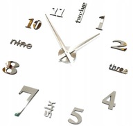 VEĽKÉ NÁstenné HODINY 70 - 130 CM 3D efekt nalepené na stene DIY XL SILVER VEĽKÉ NÁstenné HODINY 70 - 130 CM 3D efekt nalepené na stene DIY XL SILVER