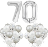 STRIEBORNÝ BALÓN sada na biele konfety 70. NARODENINY STRIEBORNÝ BALÓN sada na biele konfety 70. NARODENINY
