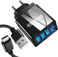 RÝCHLA VÝKONNÁ SIEŤOVÁ NABÍJAČKA QC + USB-C KÁBEL RÝCHLA VÝKONNÁ SIEŤOVÁ NABÍJAČKA QC + USB-C KÁBEL