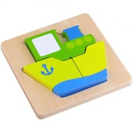 TOOKY TOY Puzzle Montessori Puzzle Hrubé bloky Loď 6 ks. TOOKY TOY Puzzle Montessori Puzzle Hrubé bloky Loď 6 ks.
