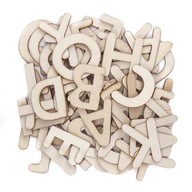 Drevené LISTY písmená, tvary, abeceda 100 ks