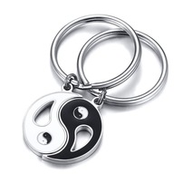 KRÚŽKY NA KĽÚČE YIN YANG PRE PÁR PRIATEĽOV, OCELOVÝ DARČEK KRÚŽKY NA KĽÚČE YIN YANG PRE PÁR PRIATEĽOV, OCELOVÝ DARČEK