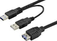 Predlžovací kábel USB 3.0 2xAM kábel - dátový + napájací