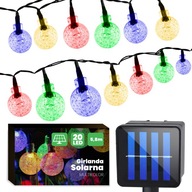 Záhradná SLNEČNÁ GARLANDA s 20 FAREBNÝMI LED guličkami Záhradná SLNEČNÁ GARLANDA s 20 FAREBNÝMI LED guličkami