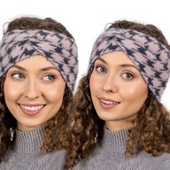 Pudrovo-grafitová čelenka ALPACA Houndstooth Warm Wide Fashion - Opa Pudrovo-grafitová čelenka ALPACA Houndstooth Warm Wide Fashion - Opa
