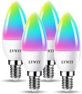 LVWIT Inteligentná LED žiarovka E14 RGB 4,9W 4ks