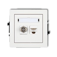 SAT ZÁSUVKA TYP F + RJ45 5e KARLIK DECO WHITE SAT ZÁSUVKA TYP F + RJ45 5e KARLIK DECO WHITE