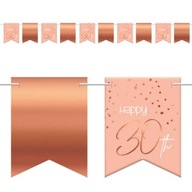 Banner HAPPY 30. ružová ZLATÁ narodeninová girlanda