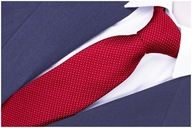 100% PRÍRODNÝ HODVÁB 7cm pánska kravata k obleku červená JACQUARD kj30