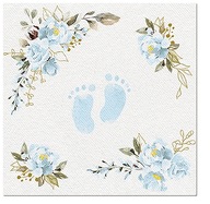 Airlaid BAPTISM obrúsky - Baby Feet modré