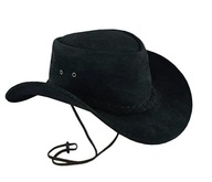 Westernový vidiecky čierny kožený kovbojský klobúk