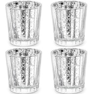 strieborné zrkadlové sklo STOJAN NA SVIEČKU TEALIGHT x4 strieborné zrkadlové sklo STOJAN NA SVIEČKU TEALIGHT x4